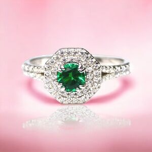 New Emerald Ring Handmade Sterling Silver , May Birthstone , 20th Anniversary